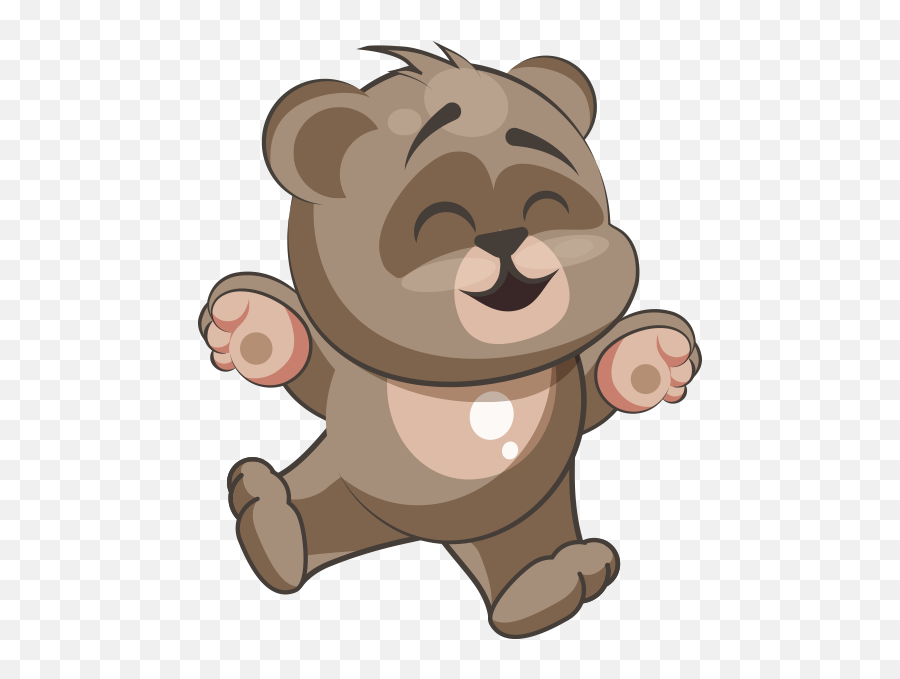 Cute Teddy Bear Emoji Transparent Png - Jumping Bear Cartoon,Bear Emoji