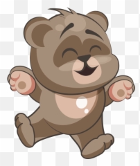 Cute Teddy Bear Emoji Transparent Png - Jumping Bear Cartoon,Bear Emoji