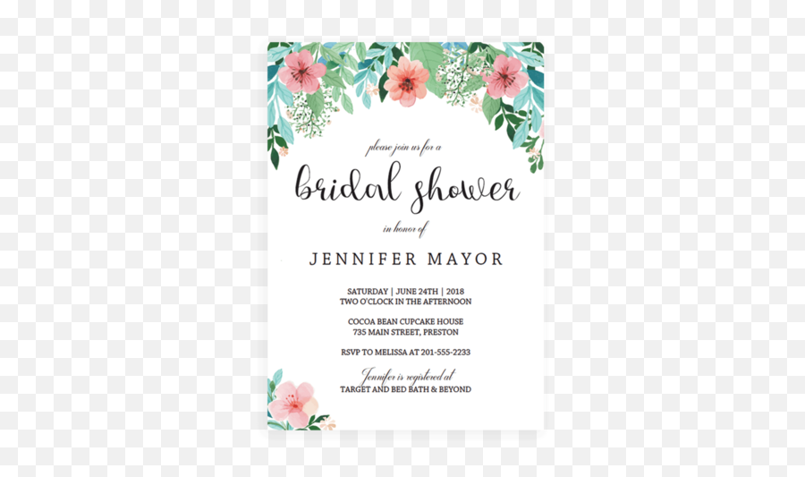 Floral Bridal Shower Invitation - Wedding Invitation Emoji,Guess The Emoji House And Bride