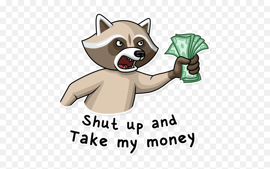 Criminal Raccoon Stickers - Live Wa Stickers Emoji,Shut Up And Take My Money Emoticon