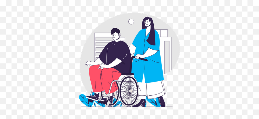 Best Premium Nurse Pushing Wheelchair With Disabled Person Emoji,Emotion Wheel Chair