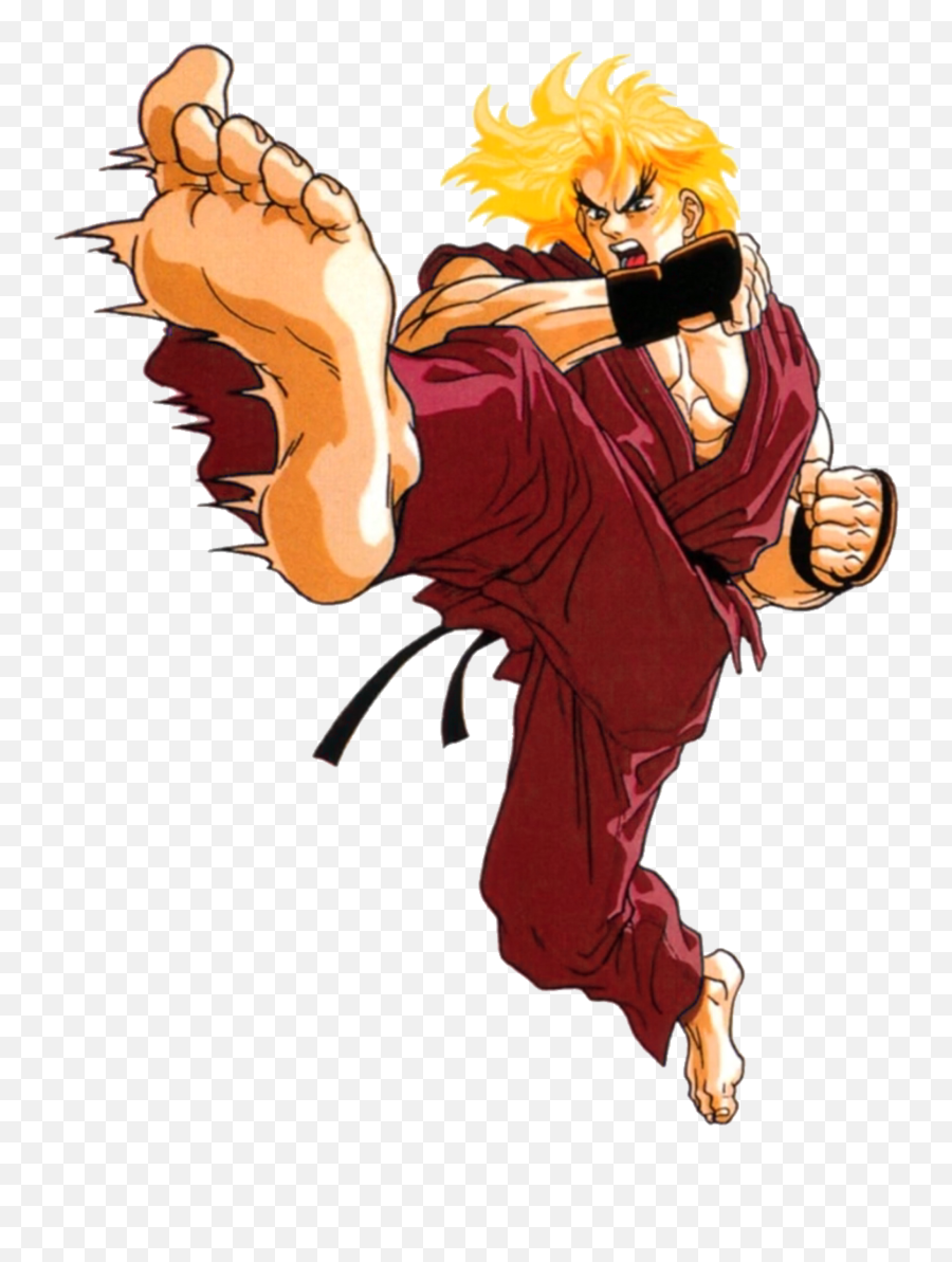 Streetfighter Ken Masters Here Sticker - Street Fighter 2 Turbo Ken Artwork Emoji,Ken Masters Emoji