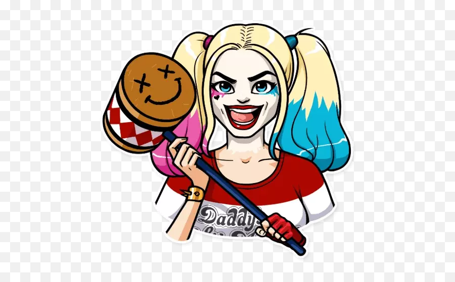 Comic Movie Character Villan Harley - Harley Quinn Sticker Telegram Emoji,Emoji Movie Villan