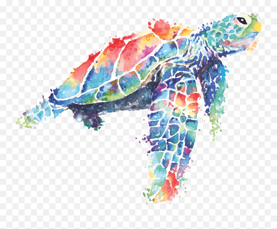 Sea Turtle Painting - Watercolor Sea Turtle Vector Emoji,Turtle Emotions Pritnable Cards