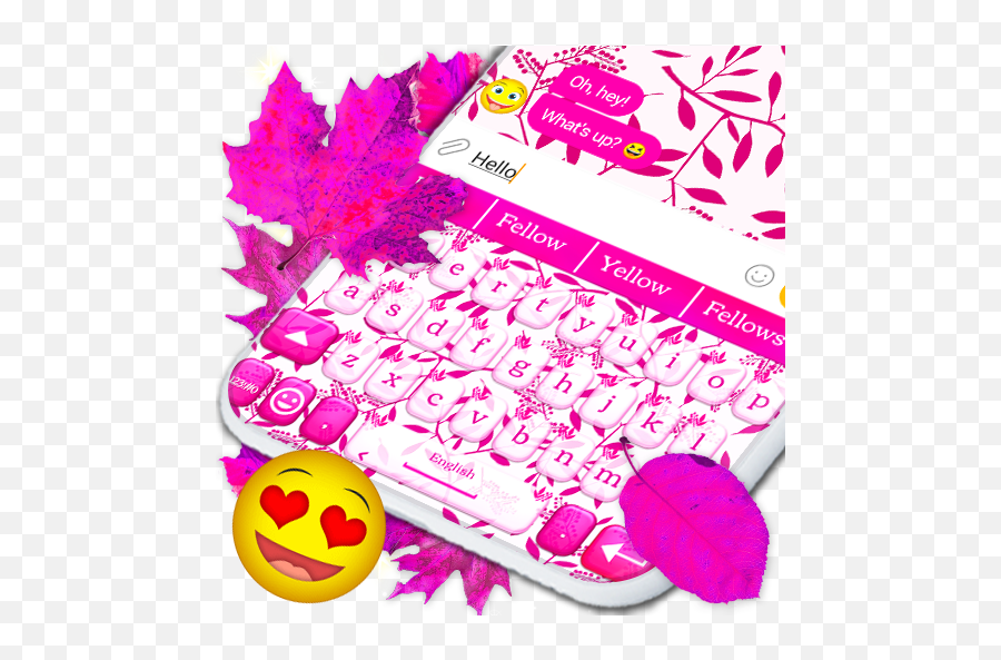 Pink Leaves Keyboard Hd 128 Apk Download - Pinkleaf Girly Emoji,Leaf Emojis On All Phones