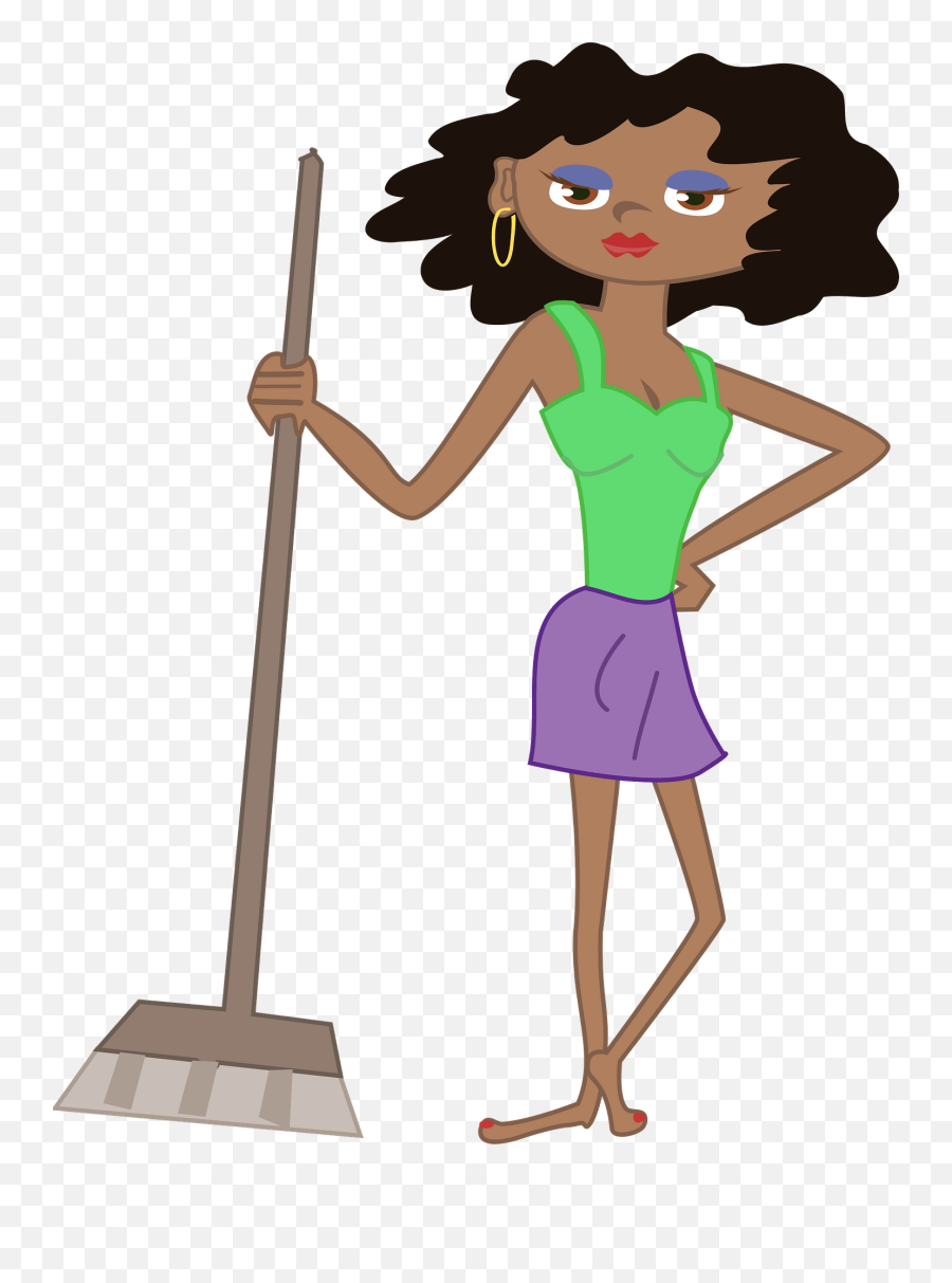 Young Housekeeper Girl With Broomstick - Cleaning Gif Png Emoji,Broom Emoji