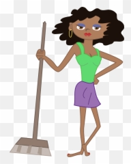 Young Housekeeper Girl With Broomstick - Cleaning Gif Png Emoji,Broom Emoji