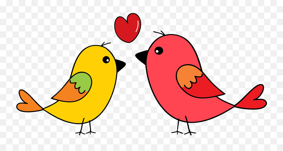 Yellow And Pink Birds In Love Clipart Free Download - Pink Yellow Bird Clipart Emoji,Emojis Para Coquetear