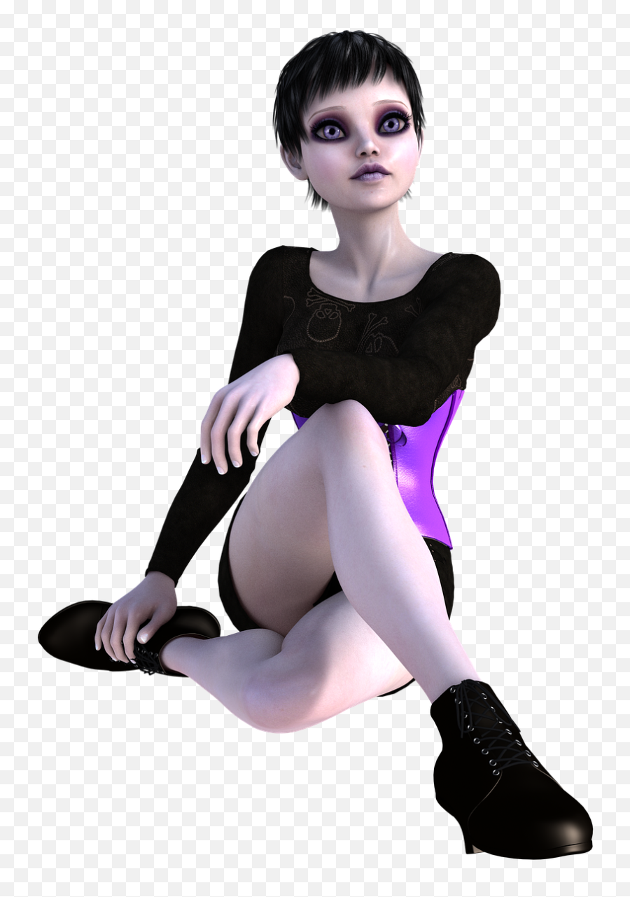 Emo Girl Sitting 3d Render Pose - Free Image From Emoji,Emotion Xxxtentacion