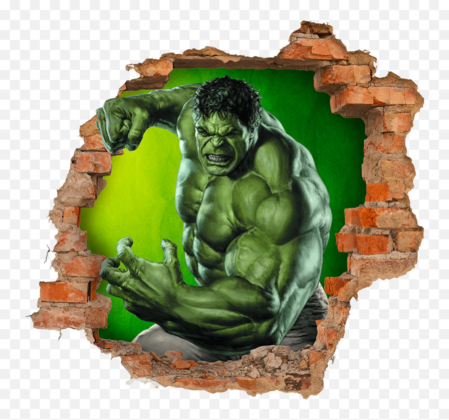 3d Hulk Through Wall Visual Effects Wall Sticker Emoji,Hulk Emotion