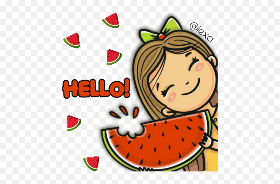 Sticker Maker - Niña Comiendo Sandia Dibujo Emoji,Melon Emoji Sticker