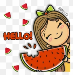 Sticker Maker - Niña Comiendo Sandia Dibujo Emoji,Melon Emoji Sticker