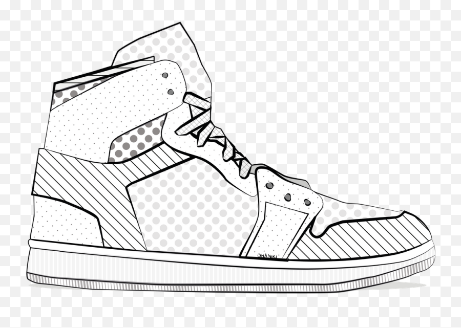 Sneaker Illustration Pop Art Drawing - Black And White Sneaker Graphic Emoji,What Emotion Does This Artwork Comunicate To You