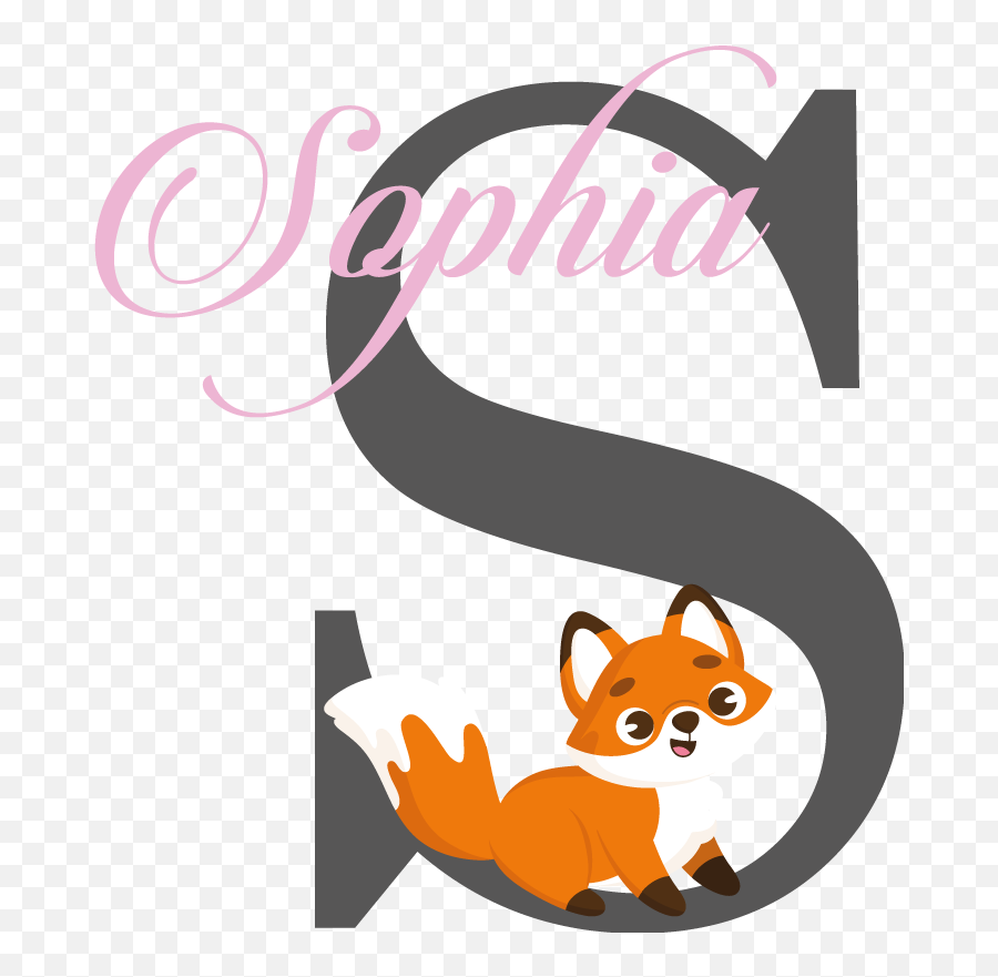 Fox Sticker With Name And Initial Sticker - Tenstickers Emoji,Fox Faces Emoticons
