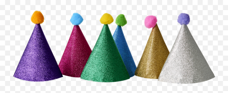 Set Of 6 Glitter Party Hats With Pom Pom By Rice Dk Kids - Glitter Party Hats Emoji,Emoji Party Hats