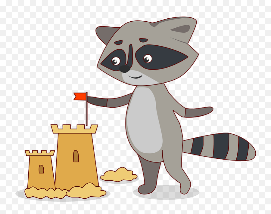 Raccoon Building Sand Castle Clipart Free Download Emoji,Raccoon Emoji Png