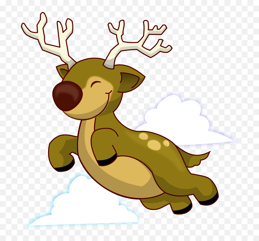 Free Clipart Flying Reindeer Isacvale - Flying Reindeer Clip Art Emoji,Rudolph Reindeer Emoticon For Twitter