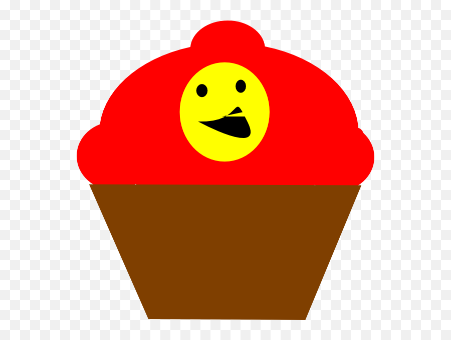 Cupcake Redbrown Smiling Face Clip Art At Clkercom - Vector Happy Emoji,Shocking Face Emoticon
