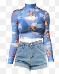 Clothes Outfit Outfits Sticker - Long Sleeve Emoji,Emoji Crop Top And Skirt