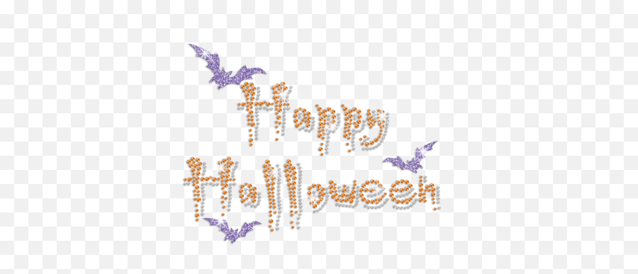 Happy Halloween With Glittering Bat Iron On Rhinestone - Decorative Emoji,Bat Emotion