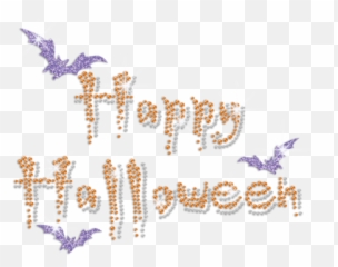 Happy Halloween With Glittering Bat Iron On Rhinestone - Decorative Emoji,Bat Emotion