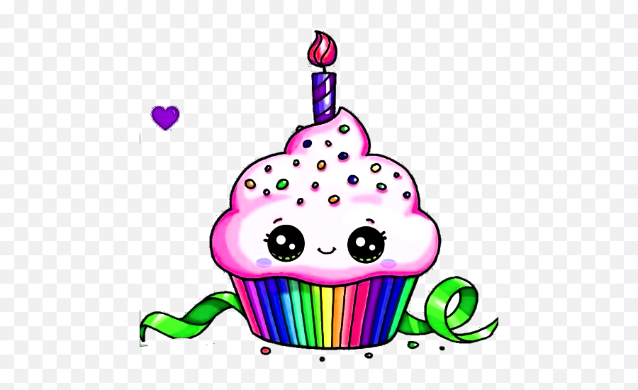 Girly Cute Sticker Pink Sticker - Cupcake Drawing Cute Food Emoji,Birthday Cakr Emojis On Snapchat