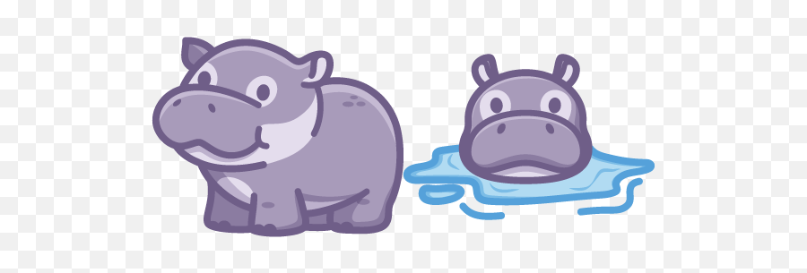 Cute Hippo Cursor - Animal Figure Emoji,Fox Amnimal Emotions