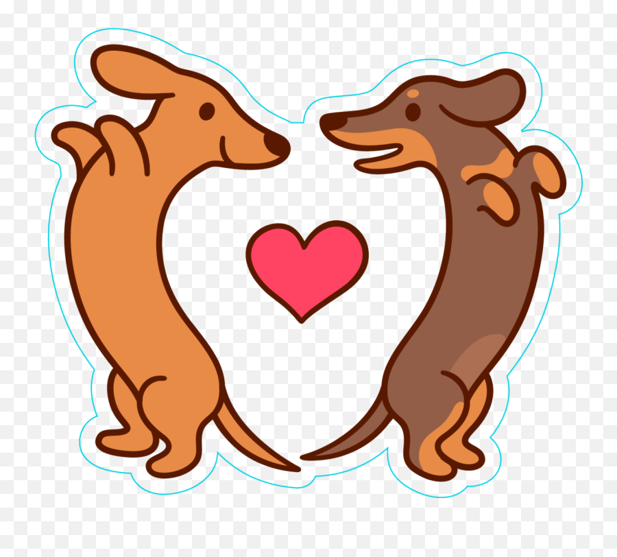 Cartoon Dachshunds In Love Sticker - Cartoon Wiener Dog Wiener Dog Drawings Emoji,Anteater Emoji