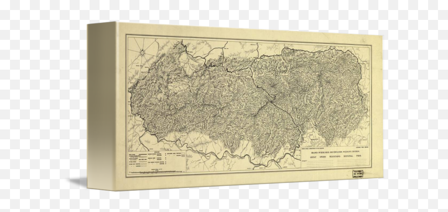 1935 Great Smoky Mountains Antique Map By National Park Service - Language Emoji,Emoji Design Plush Saucer