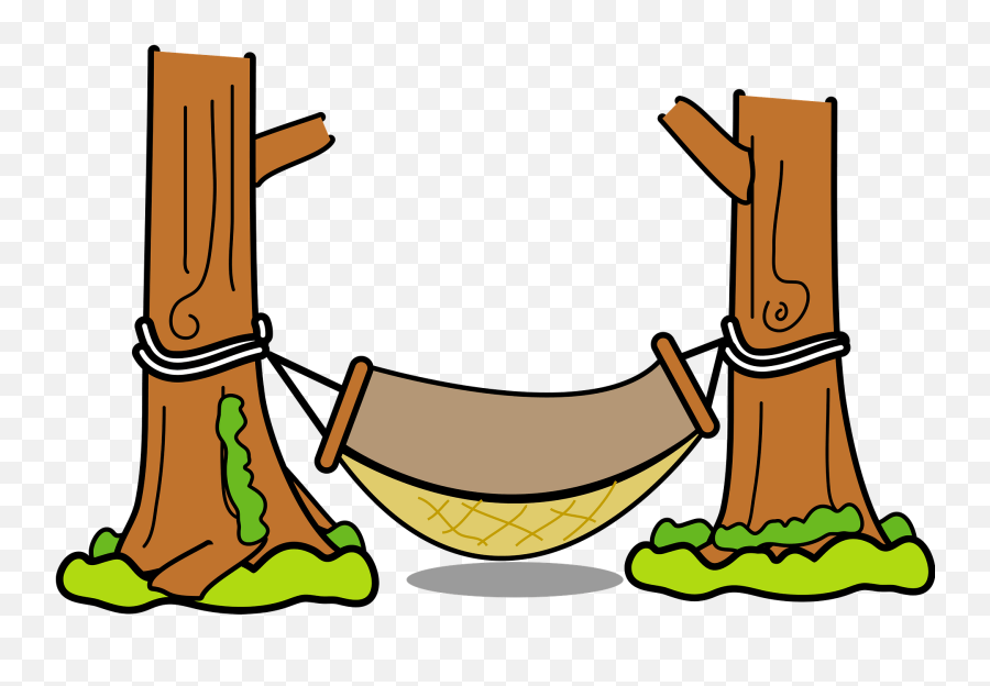 Hammock Is Hung Outdoors Between Two Trees Clipart Free - Clipart Of A Hammock Between Two Trees Emoji,Emoticons 