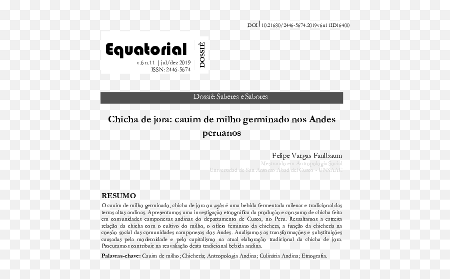 Pdf Chicha De Jora Cauim De Milho Germinado Nos Andes - Document Emoji,Como Fazer Emoticon De Morango De Feltro