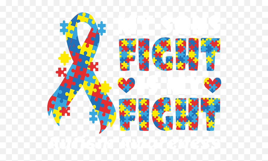 Autism Awareness Tee My Sons Fight Is My Fight Autism Awareness Tshirt Design Hearts Puzzle Peace Baby Onesie - Dot Emoji,Emotion Chart Faces Autism