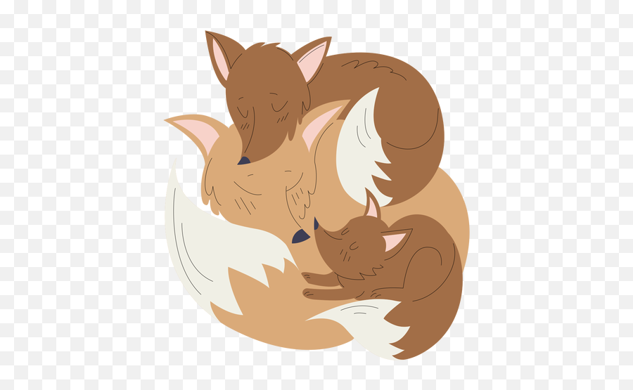 Animals Mom And Baby Fox Illustration - Mythical Creature Emoji,Fox Amnimal Emotions