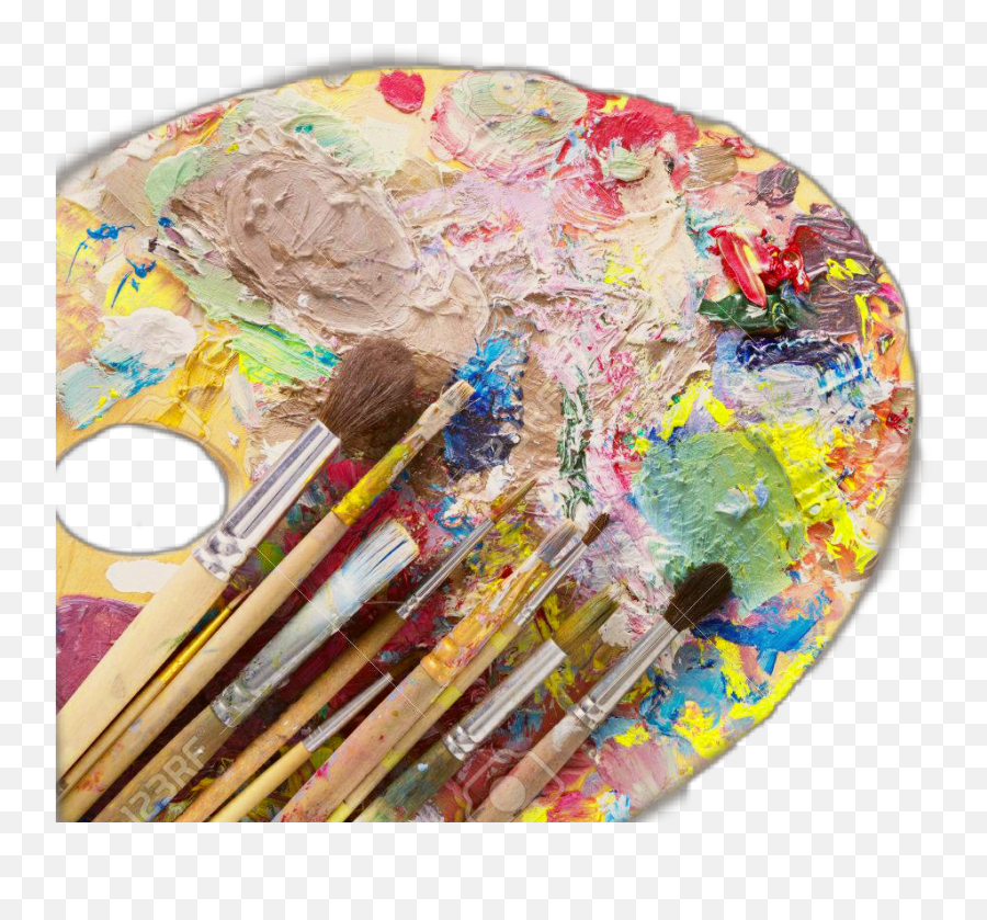 Brushes Paint Palette Art Sticker - Painting Brush And Paint Png Emoji,Paint Palette Emoji