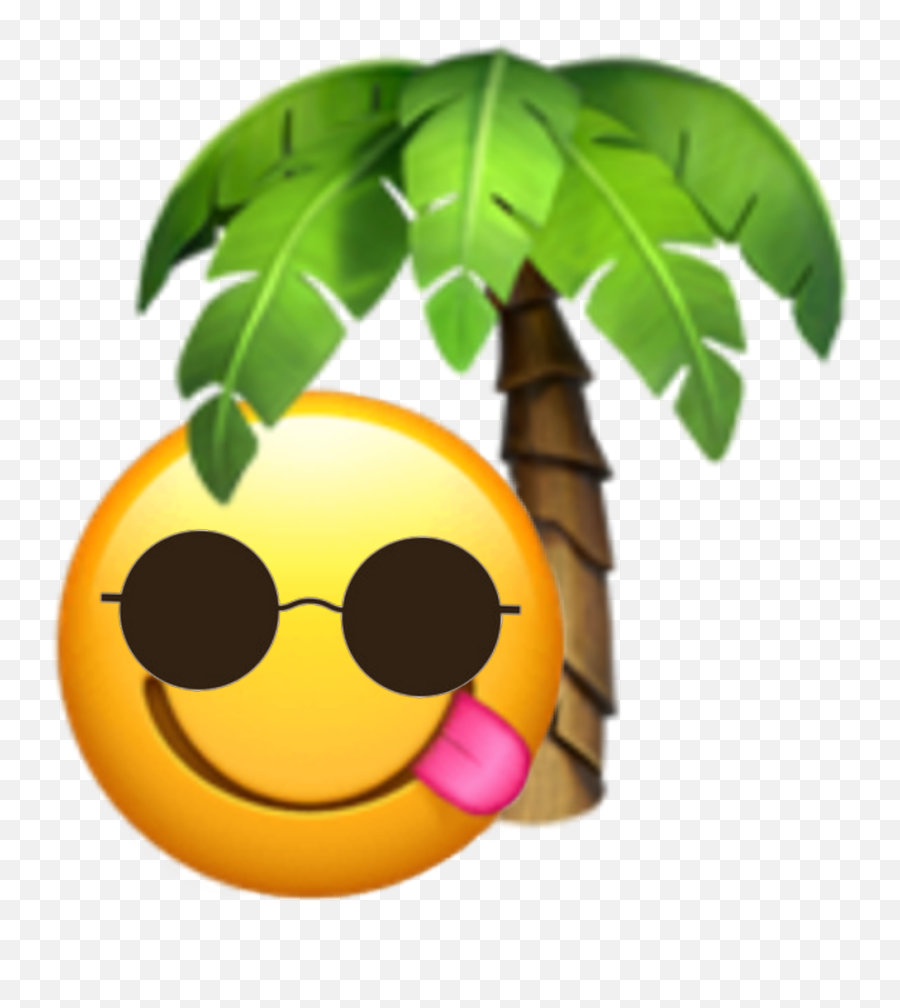 Emoji Emojibeach Emojiiphone Sticker - Emoji Palm Tree,Beach Emoji Art