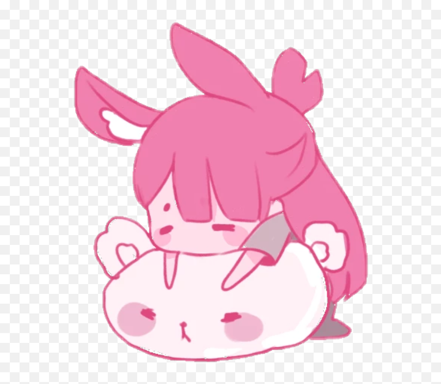 Cute Kawaii Girl Bunny Sticker By Raven - Chibi Pink Emoji,Girl With Bunny Ears Emoji