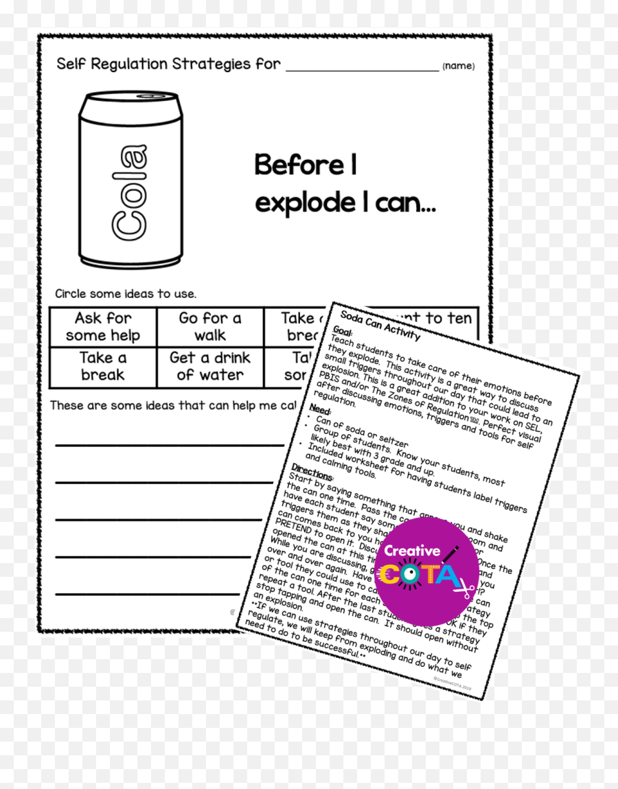 Self Regulation Triggers And Calming Tools - Soda Can Self Regulation Worksheet Emoji,Worksheet On Emotions In Spanish