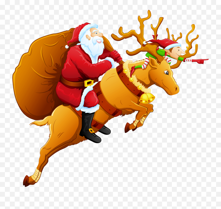 Santa Claus Ka - Clip Art Library Santa On Reindeer Clipart Emoji,Rudolph Reindeer Emoticon For Twitter