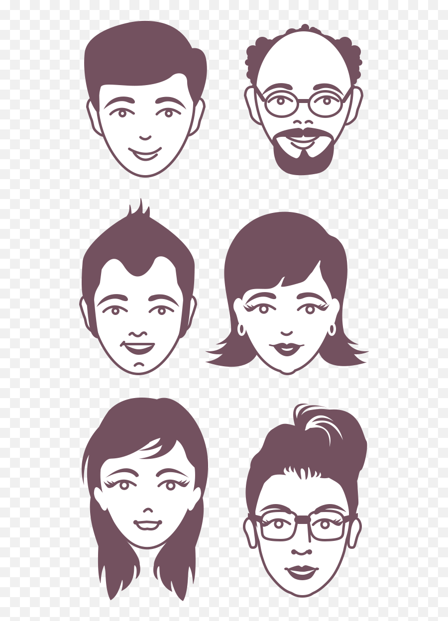 Male And Female Avatar Vector Faces - Faces Illustration Png Emoji,Emotions Face Profiles Vector
