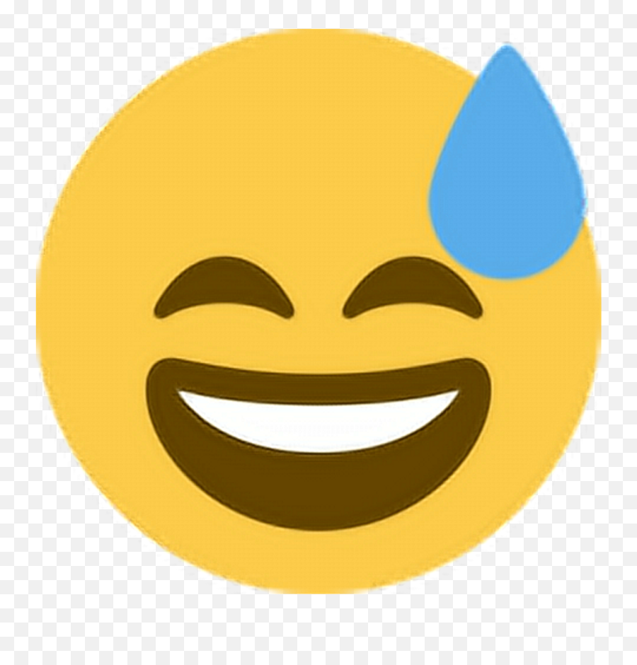 Download Hd Smile Laugh Happy Sweat - Sweat Smile Emoji Png,Laugh Emoticon