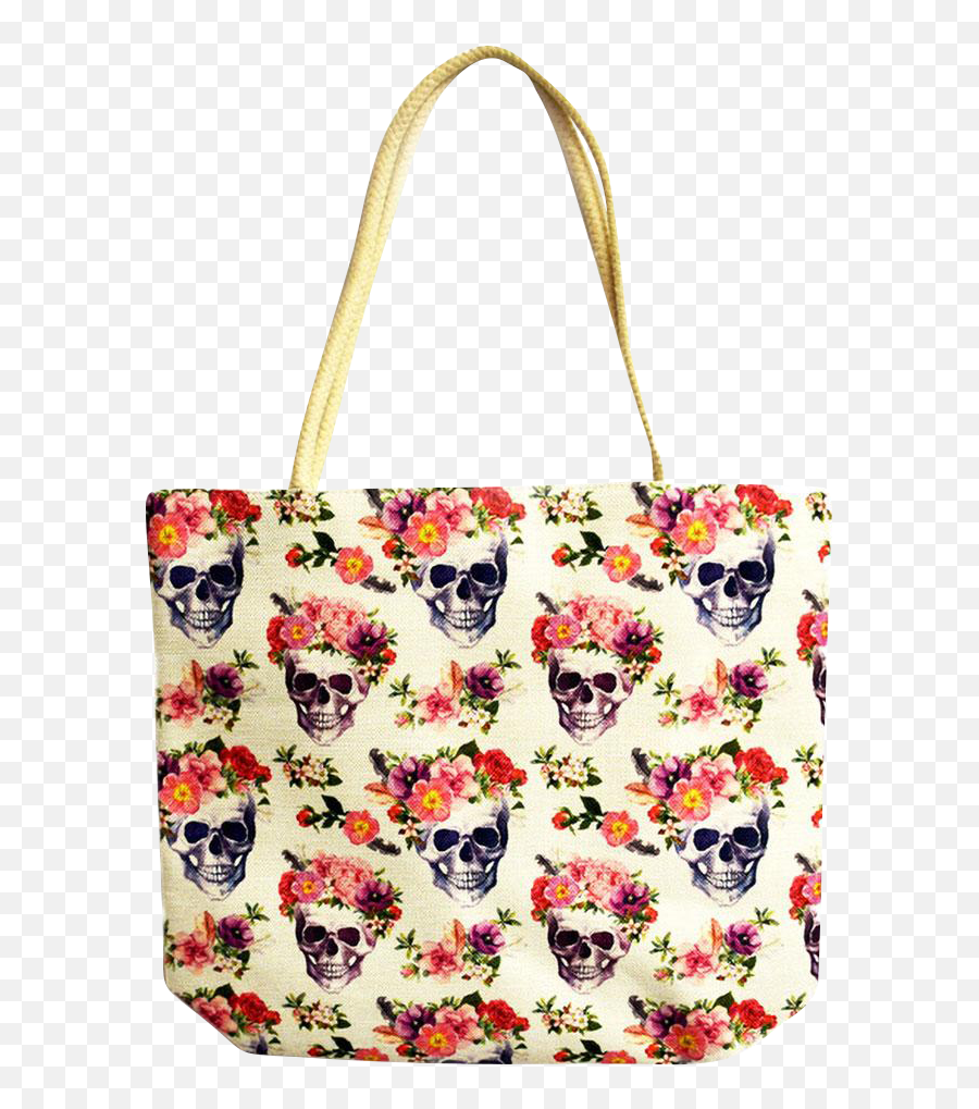 Flower Crown Tote Bag - Craneos Con Flores Emoji,Emojis Wearing Flower Crowns