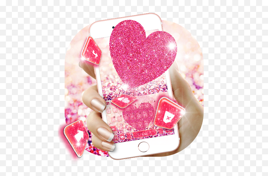 Download Pink Heart Glitter Keyboard Theme On Pc U0026 Mac With - Mobile Phone Emoji,Pink Heart Emoji Copy And Paste