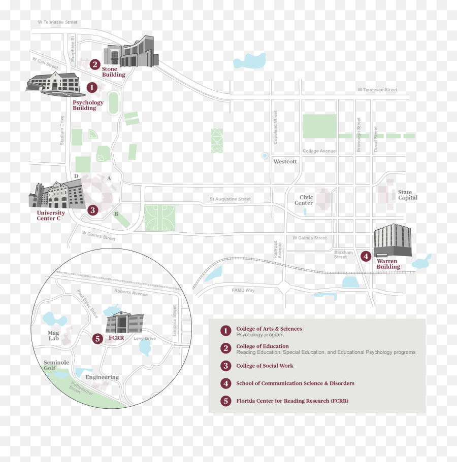 Campus Map Florida Center For Reading Research - Language Emoji,Cognition And Emotions Lab Fsu