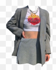 Outfit Outfits Png Pngs Grey Sticker - Long Sleeve Emoji,Emoji Crop Top And Skirt