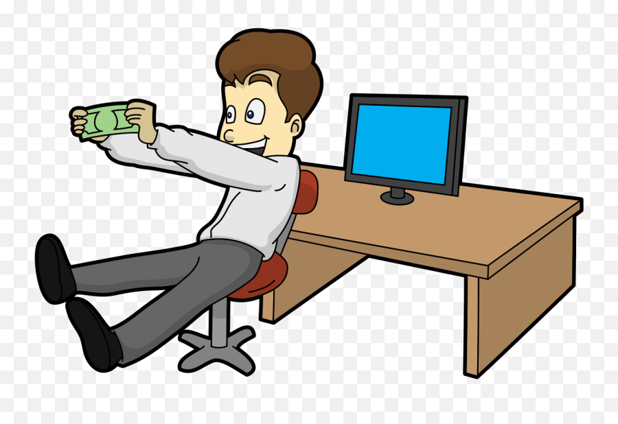 Cartoon Man Happy About Getting His Money Online - Happy Emoji,Throwing Money Emoticon