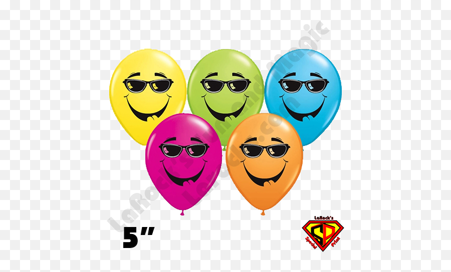 5 Inch Round Assortment Smile Cool Shade Balloon Qualatex 100ct - Happy Emoji,Emoji Novelties
