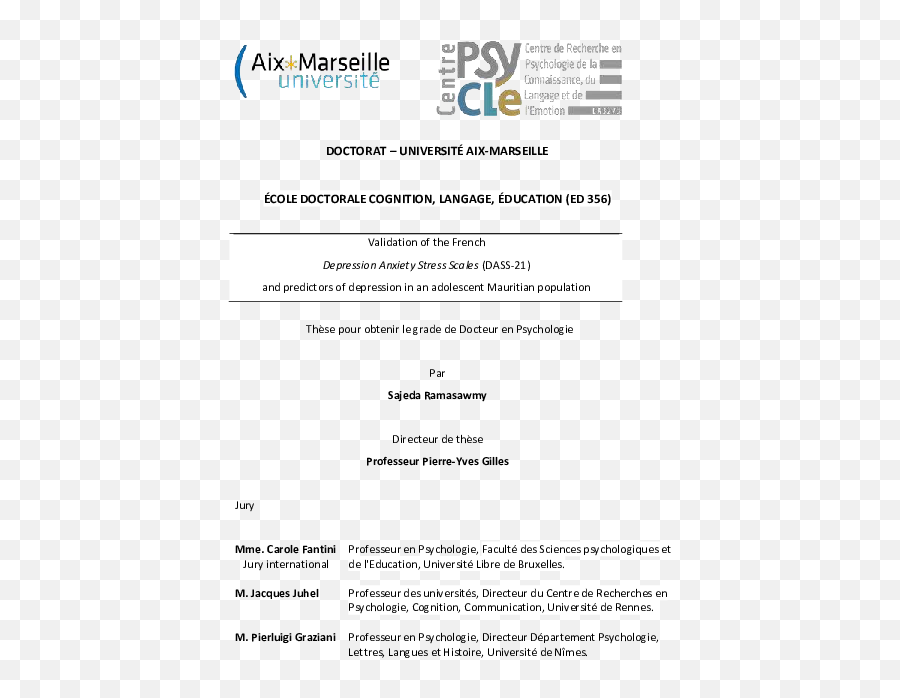 Pdf Validation Of The French Depression Anxiety Stress - Dot Emoji,Revista Motor Aveo Emotion