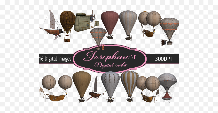 Steampunk Victorian Style Balloons - Hot Air Ballooning Emoji,Commercial Hot Air Balloon Emoticon Add To My Pjone