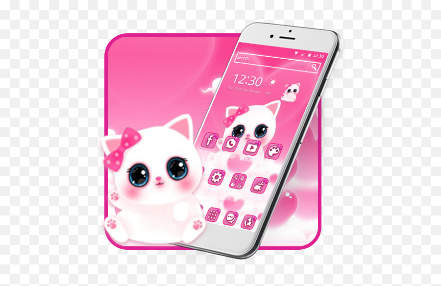 Amazoncom Cute Pink Kitty Theme Appstore For Android - Mobile Cover For Redmi Note 5 Pro Emoji,Pink Cat Emoji