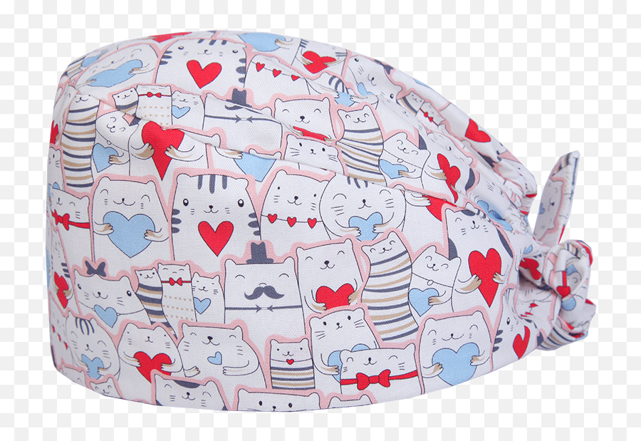 Nurse Hat Png - Cute Cat Pattern Women Surgical Scrub Cap Surgeon Cap Png Transparent Emoji,Small Cute Cat Emoticon